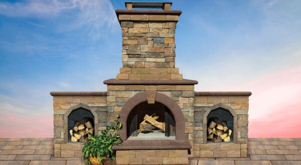 Fireplace Fully-Assembled Stone Veneer with Firebox